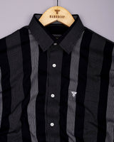 Breez Black With White Stripe Oxford Cotton Shirt