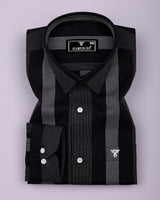 Breez Black With White Stripe Oxford Cotton Shirt