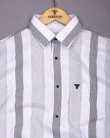 Breez White With Black Stripe Oxford Cotton Shirt