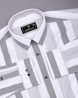 Breez White With Black Stripe Oxford Cotton Shirt