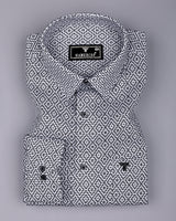 Truxton White With Black Dobby Textured Cotton Shirt