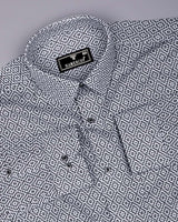 Truxton White With Black Dobby Textured Cotton Shirt
