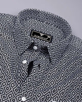 Truxton Black With White Dobby Textured Cotton Shirt
