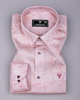 Virgo Salmon Orange With White Printed Cotton Shirt