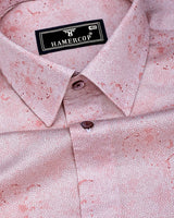 Virgo Salmon Orange With White Printed Cotton Shirt