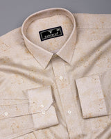 Virgo Green With White Printed Cotton Shirt