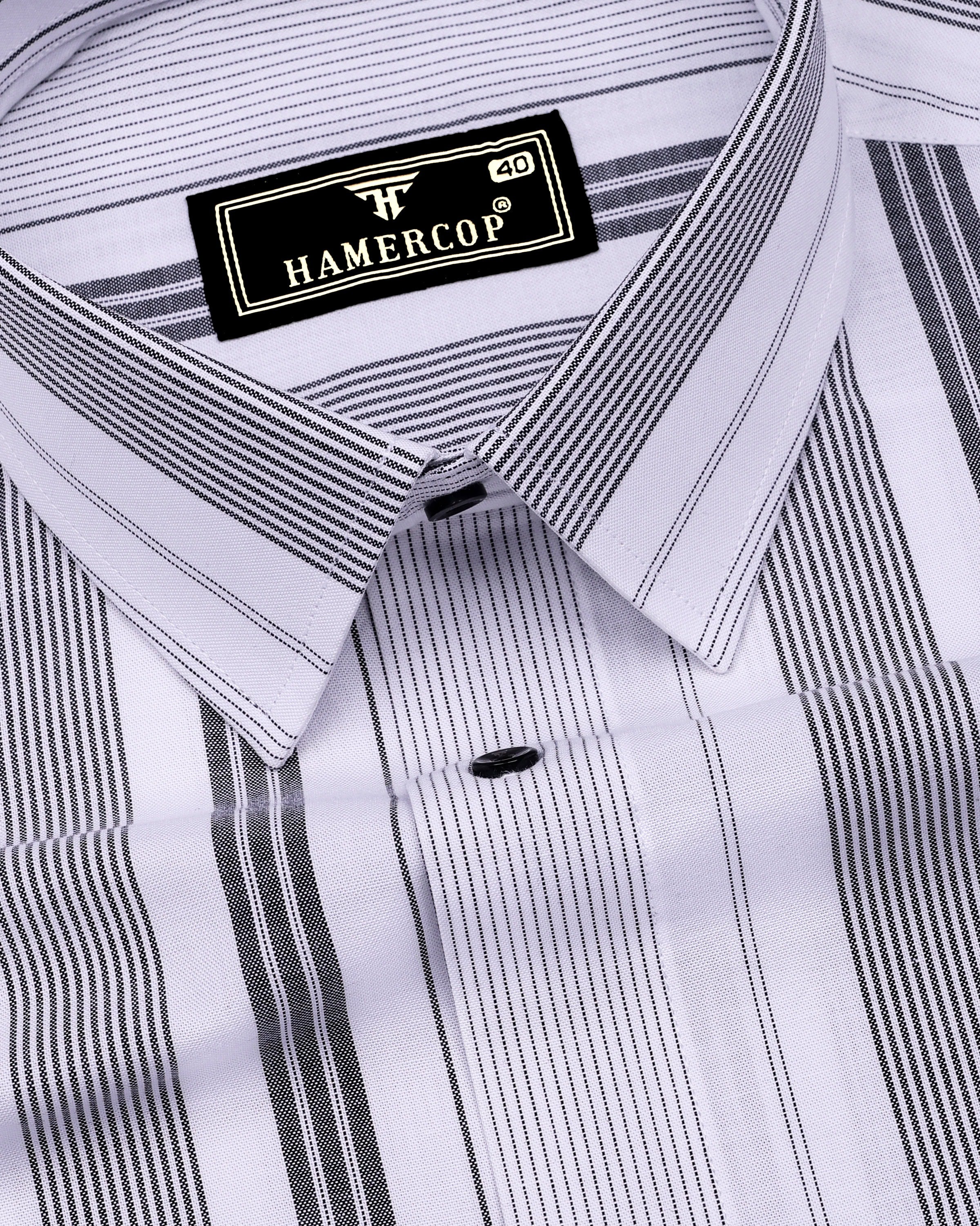 Tista White Black Stripe Oxford Cotton Shirt for Men  Hamercop