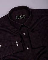 Crater Brown With Black Dobby Check Cotton Shirt