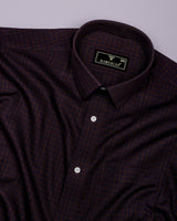 Crater Brown With Black Dobby Check Cotton Shirt