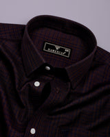 Crater Brown With Black Dobby Check Cotton Shirt