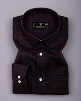 Crater Brown With Black Dobby Check Cotton Shirt
