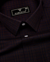 Crater Brown With Black Dobby Check Cotton Shirt