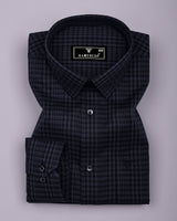 Crater Gray With Black Dobby Check Cotton Shirt