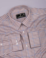 Tirana Latte Cream With Off White Check Dobby Cotton Shirt