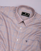 Tirana Latte Cream With Off White Check Dobby Cotton Shirt