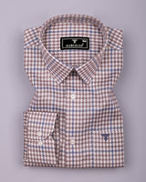 Tirana Latte Cream With Off White Check Dobby Cotton Shirt