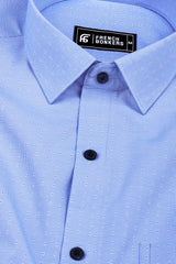 Blue with white houndstooth cotton shirt