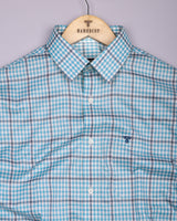 Tirana Blue With Off White Check Dobby Cotton Shirt