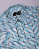 Tirana Blue With Off White Check Dobby Cotton Shirt