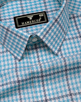 Tirana Blue With Off White Check Dobby Cotton Shirt