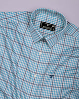 Tirana Blue With Off White Check Dobby Cotton Shirt