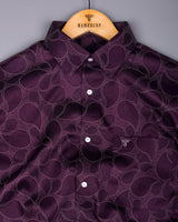 Jamun Purple With Black Paisley Printed Satin Cotton Shirt