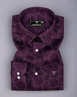 Jamun Purple With Black Paisley Printed Satin Cotton Shirt