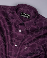 Jamun Purple With Black Paisley Printed Satin Cotton Shirt