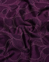 Jamun Purple With Black Paisley Printed Satin Cotton Shirt