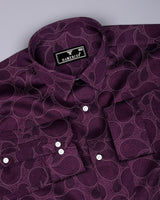 Jamun Purple With Black Paisley Printed Satin Cotton Shirt