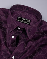 Jamun Purple With Black Paisley Printed Satin Cotton Shirt