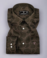Mhendi Green With Black Paisley Printed Satin Cotton Shirt