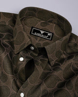 Mhendi Green With Black Paisley Printed Satin Cotton Shirt