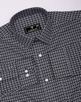 Swinford Black With White Dobby Textured Cotton Shirt