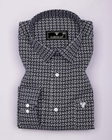 Swinford Black With White Dobby Textured Cotton Shirt