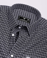 Swinford Black With White Dobby Textured Cotton Shirt