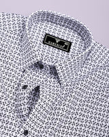 Swinford White With Black Dobby Textured Cotton Shirt