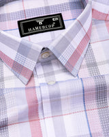 Frostella Peach Multicolor Waffle Check Dobby Cotton Shirt