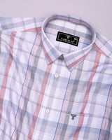 Frostella Peach Multicolor Waffle Check Dobby Cotton Shirt
