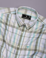Frostella Green Multicolor Waffle Check Dobby Cotton Shirt
