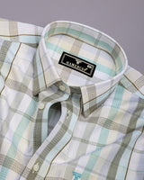 Frostella Green Multicolor Waffle Check Dobby Cotton Shirt