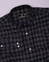 Coorg Black With White Dobby Check Cotton Shirt