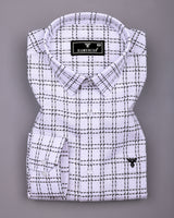 Coorg White With Black Dobby Check Cotton Shirt