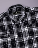 Luwan Black With White Waffle Dobby Check Shirt
