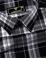 Luwan Black With White Waffle Dobby Check Shirt
