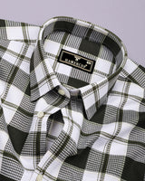 Barban Green With White Waffle Dobby Check Shirt