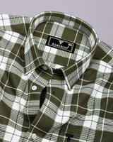 Crocus Green With White Waffle Dobby Check Shirt