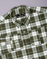 Crocus Green With White Waffle Dobby Check Shirt