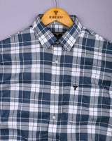 Crocus Blue With White Waffle Dobby Check Shirt