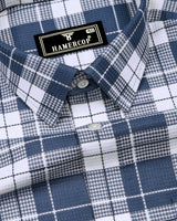 Crocus Blue With White Waffle Dobby Check Shirt